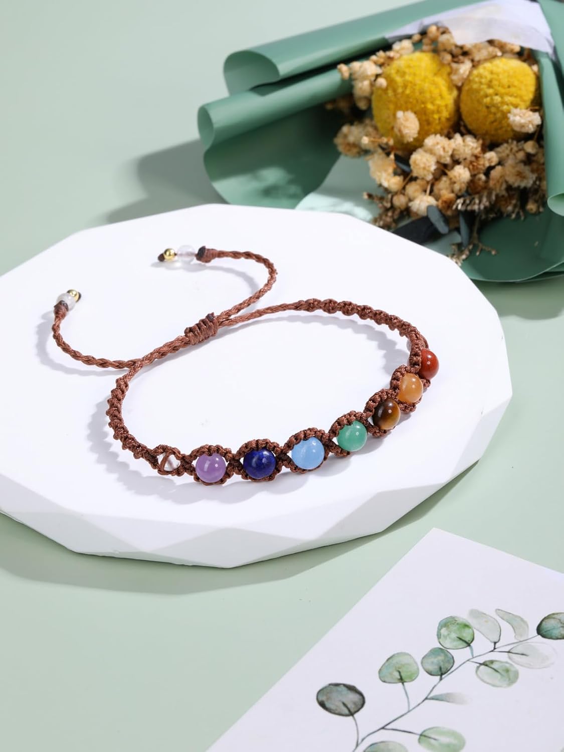 Jovivi 7 Chakras Healing Crystals Bracelet 6mm Natural Gemstone Round Stone Yoga Beads Bracelets Meditation Balance Adjustable Handmade Jewelry Gift for Womens Men - Image 2