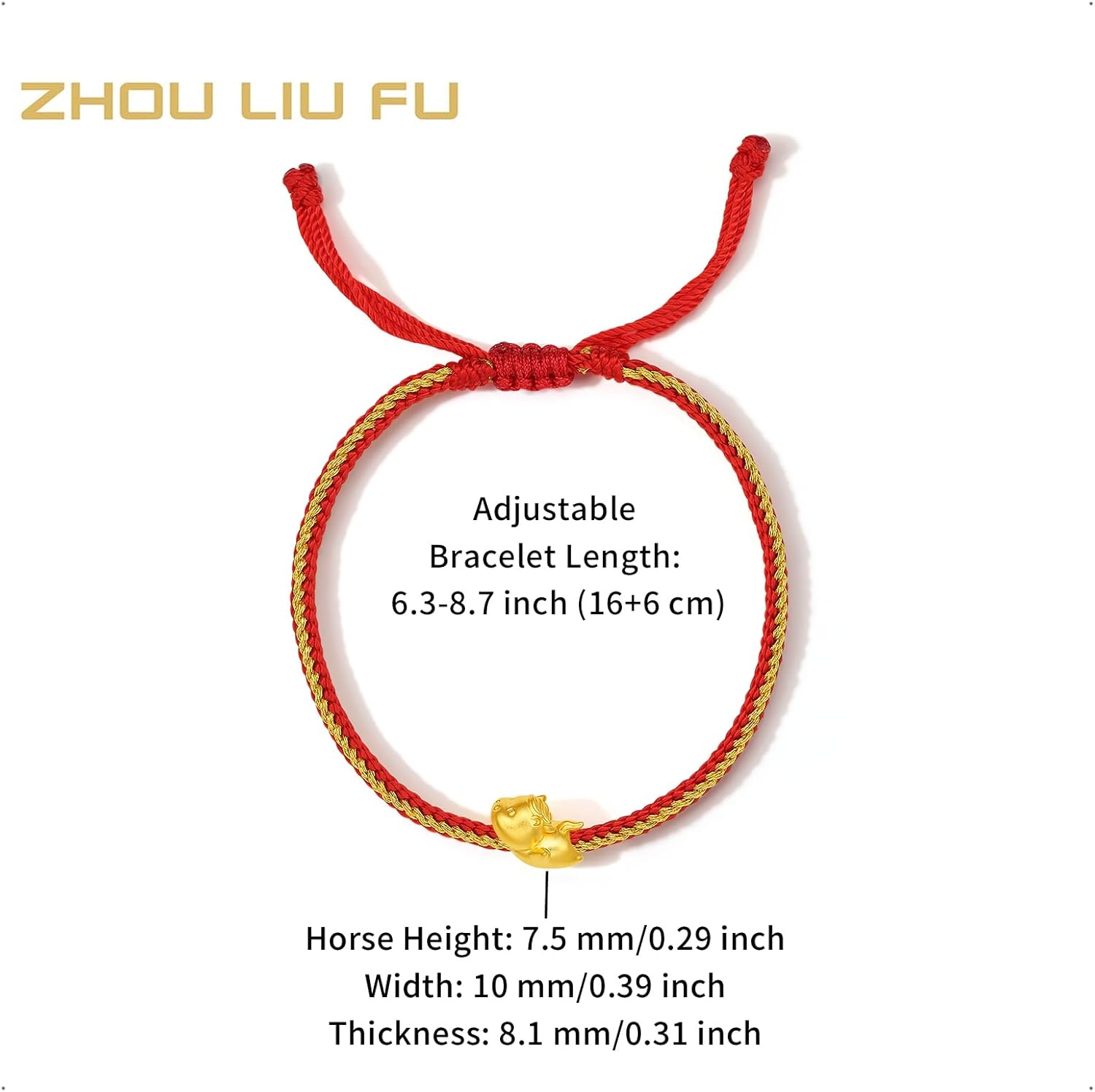 24K Gold Bracelet Chinese Animal Charm Bracelets Adjustable Red String Lucky Zodiac Chain Cute Charms Snake Beads Link Protection Bangle Good Luck Braided Rope New Year Jewelry Gift for Wmen Men - Image 2