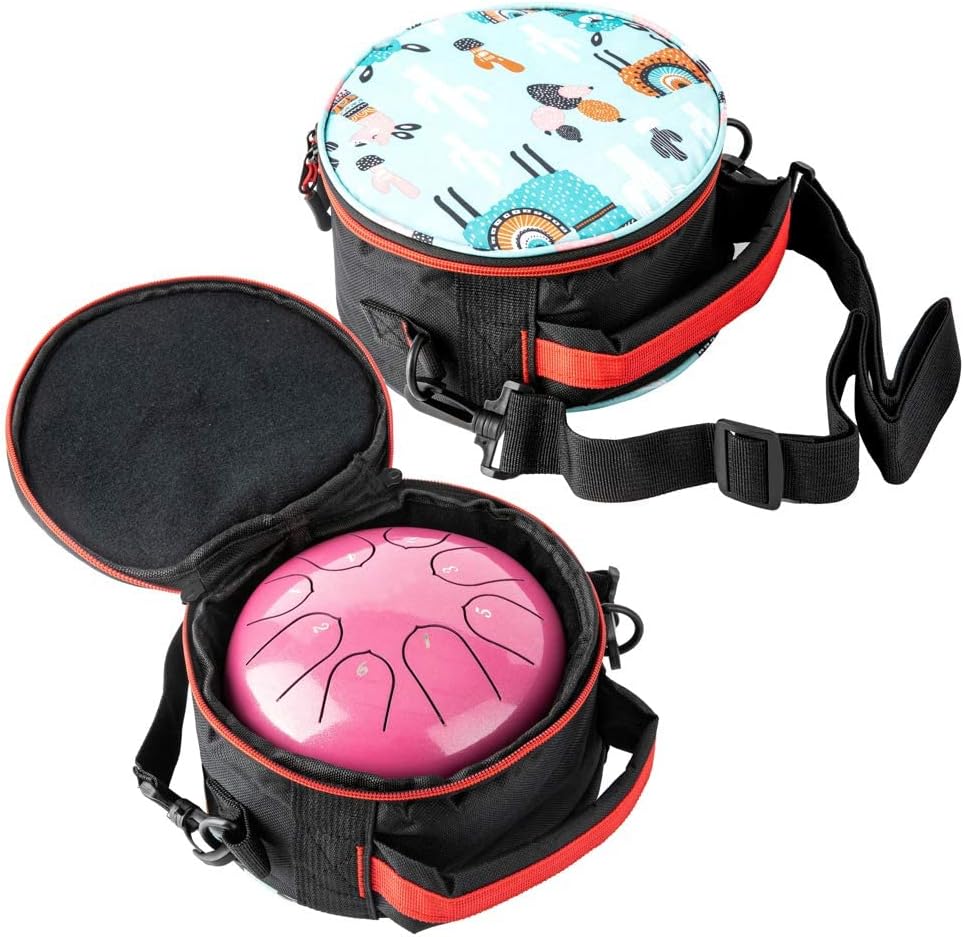 Steel Tongue Drum with Carrying Case: 6 Inch 8 Notes Rain Drum for Outside | Steel Drum with Bag Mallets Music Book Note Stickers for Garden Meditation Yoga Beginner, Key of C, 440Hz, Pink - Image 6