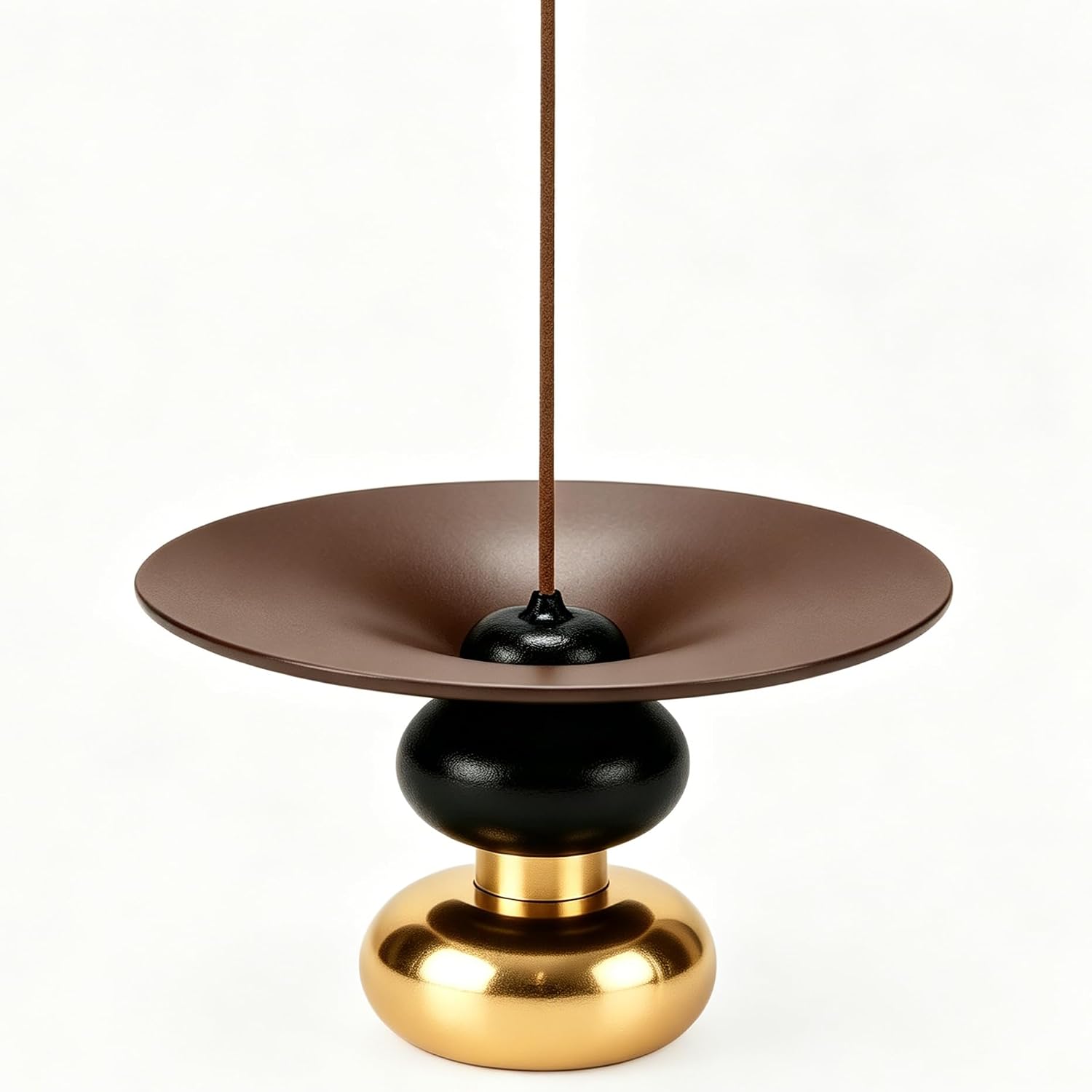 Brass Metal Incense Holder - One - Press Eject for Meditation, Yoga & Home Decor (Rose - Brown, Round)