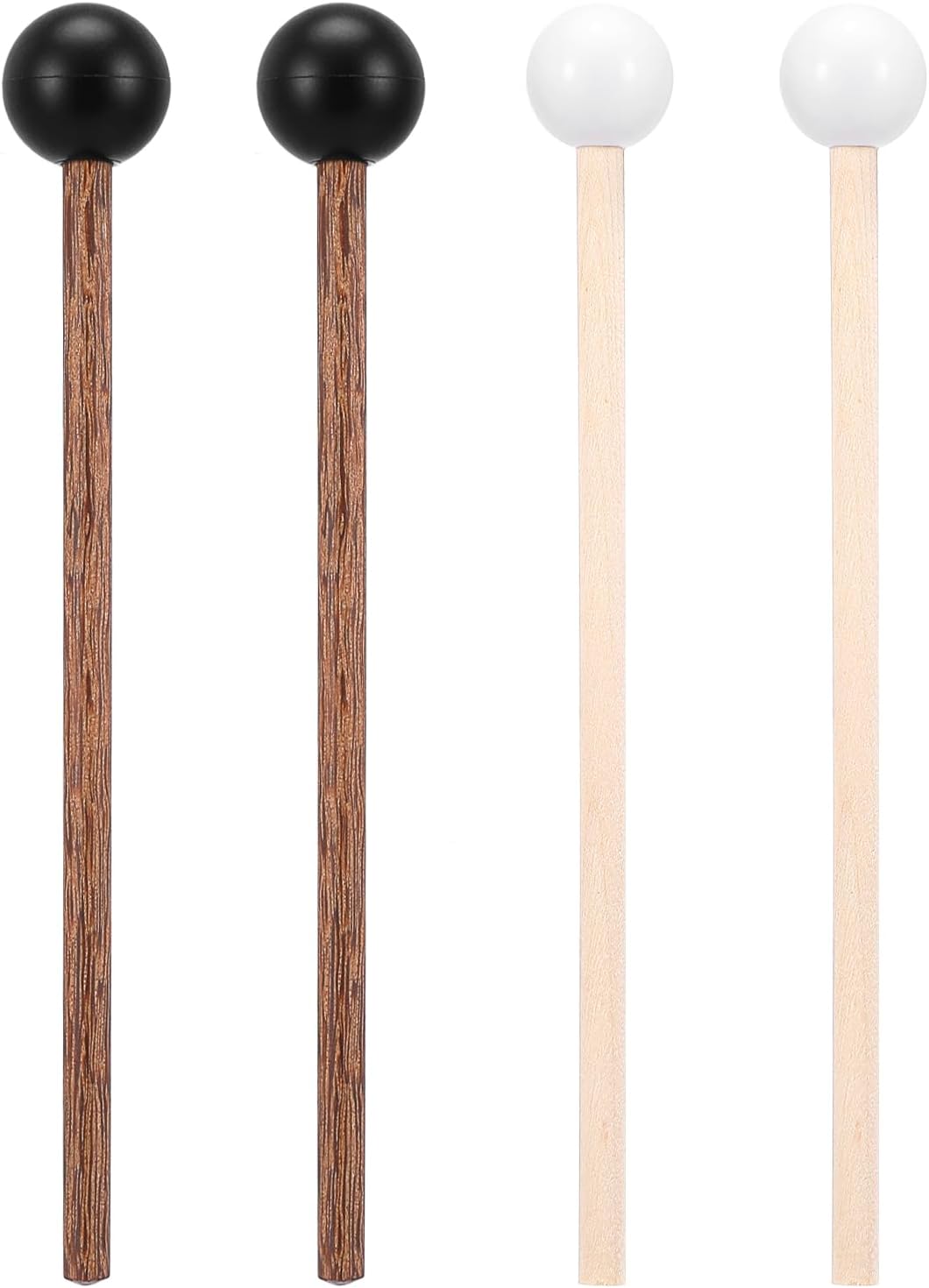 4 Pcs Steel Tongue Drum Mallets, 5.9 Inch Small Rubber Drum Mallets Sticks for Xylophone Glockenspiel Musical Instruments Mallet Birch Wood Handle Silicone Head Percussion Sticks