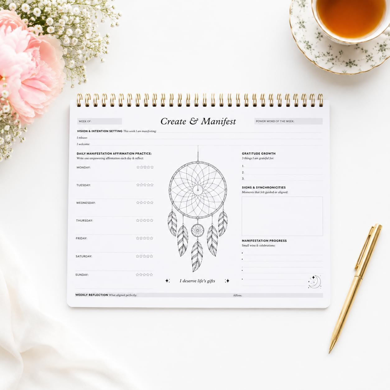 Manifestation Planner for Daily Affirmations | Law of Attraction, Gratitude and Mindful Coloring | Intention Setting Tracker for Women | 52 Sheets for 1 Year | A4 - Image 8
