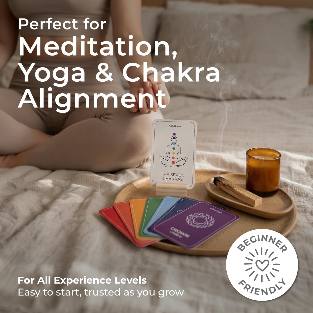 Palo Santo Smudge Kit with 7 Chakra Cards & Wooden Card Stand | 5 high-resin Palo Santo sticks from Peru, not Ecuador - beginner smudging set for meditation, cleansing and gifting - Image 4
