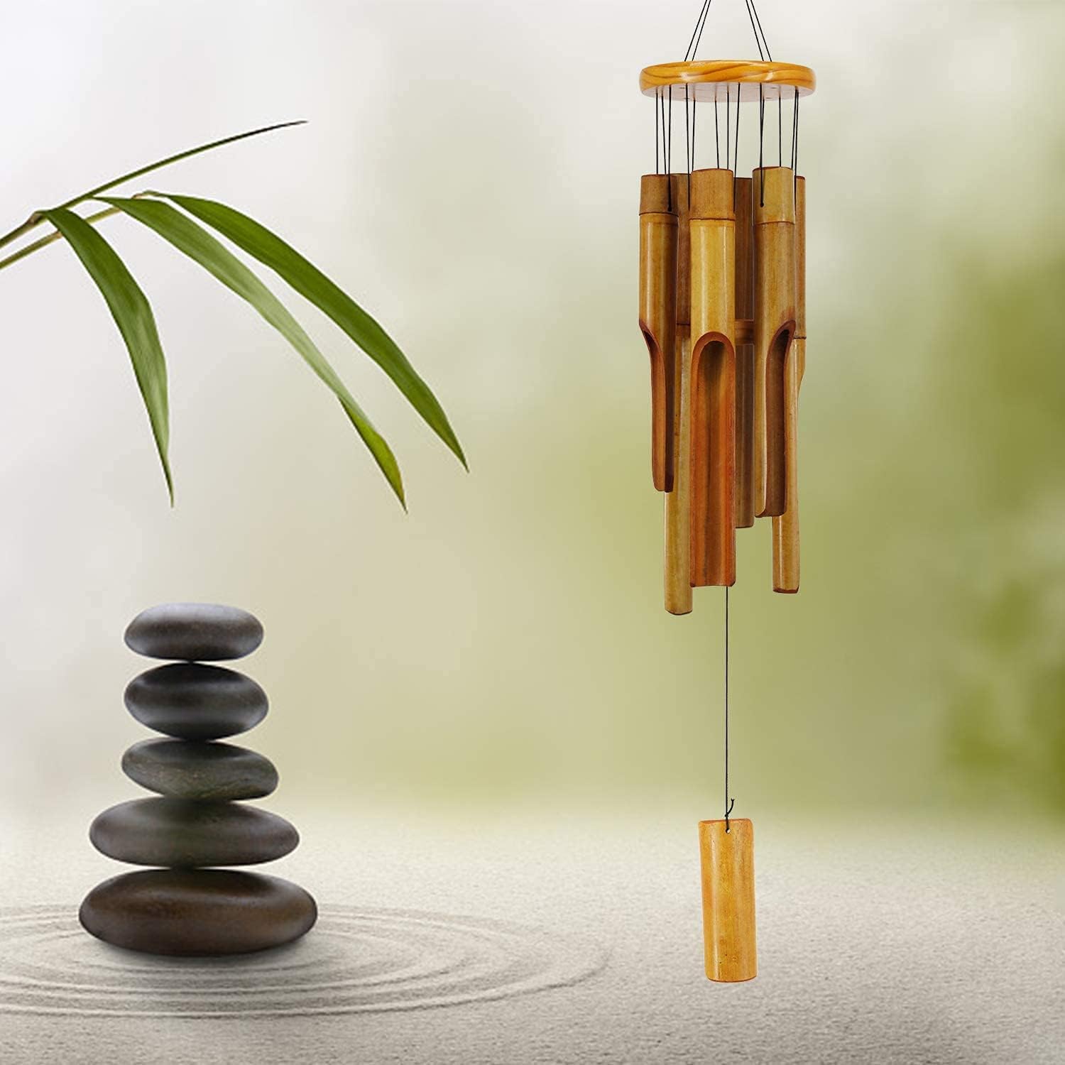 Bamboo Wind Chimes Outdoor,Wooden Wind Chimes with Melody Deep Tone,30" Classic Zen Garden Windchime for Relaxation, Grace.Home Décor for Patio, Garden or Indoor(FSC Certified) - Image 2