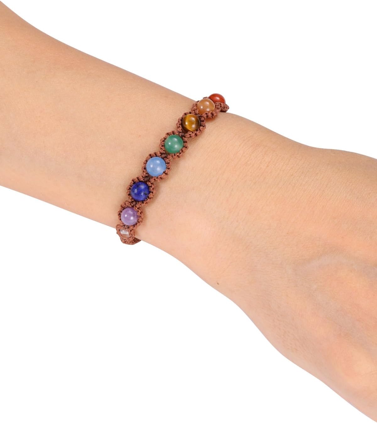 Jovivi 7 Chakras Healing Crystals Bracelet 6mm Natural Gemstone Round Stone Yoga Beads Bracelets Meditation Balance Adjustable Handmade Jewelry Gift for Womens Men - Image 7