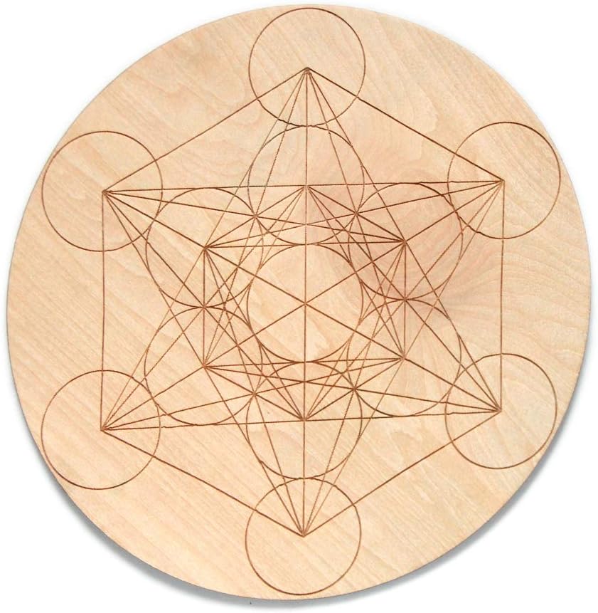 Wood Crystal Grid Altar Chakra Crystal Healing Sacred Geometry Metatron's Cube Witchcraft (A)