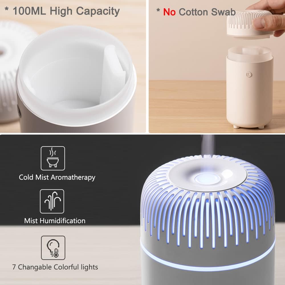 Car Diffuser Humidifier USB Aromatherapy Essential Oil Air Freshener USB Cool Mist Mini Portable Diffuser for Car Home Office Bedroom (Black) - Image 6