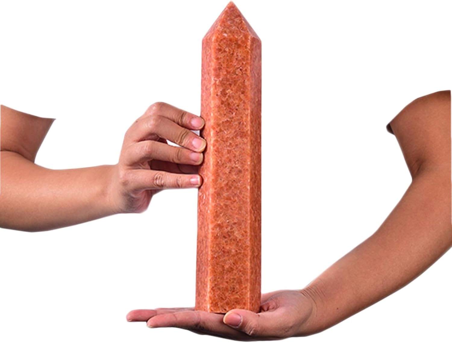 JIC Gem Extra Large Sunstone Obelisk Tower Points Natural Healing Crystal Wand 6 Faceted Sunstone Quartz Crystals Tower Wand Home Decor Reiki Chakra Meditation 3.0-3.5 Lbs - Image 2