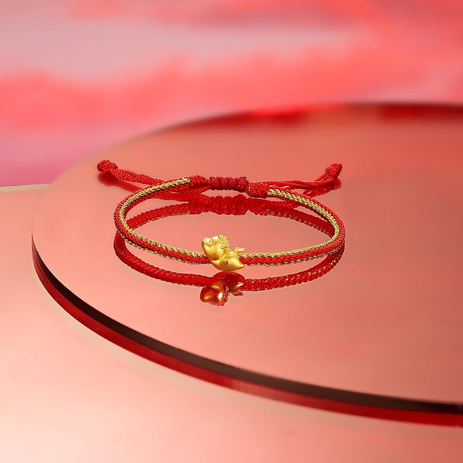 24K Gold Bracelet Chinese Animal Charm Bracelets Adjustable Red String Lucky Zodiac Chain Cute Charms Snake Beads Link Protection Bangle Good Luck Braided Rope New Year Jewelry Gift for Wmen Men - Image 4