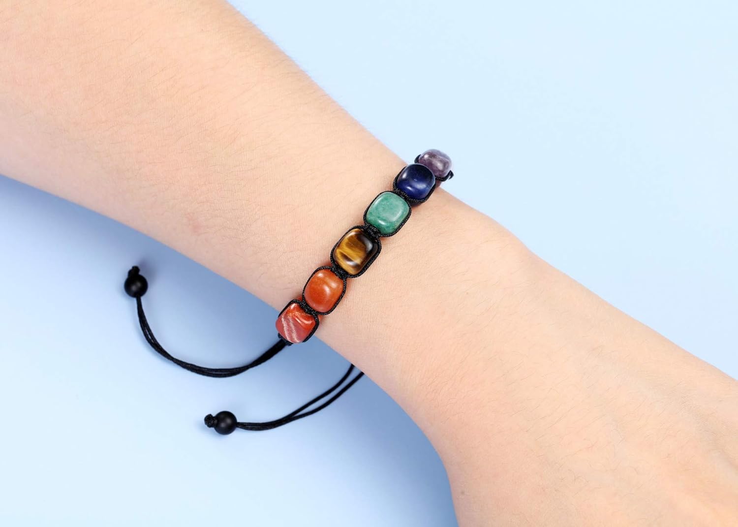 Jovivi 7 Chakra Reiki Healing Crystals Stretch Bracelet Natural Gemstone Energy Balancing Yoga Beads Bracelet for Women Braided Rope/Elastic String - Image 4