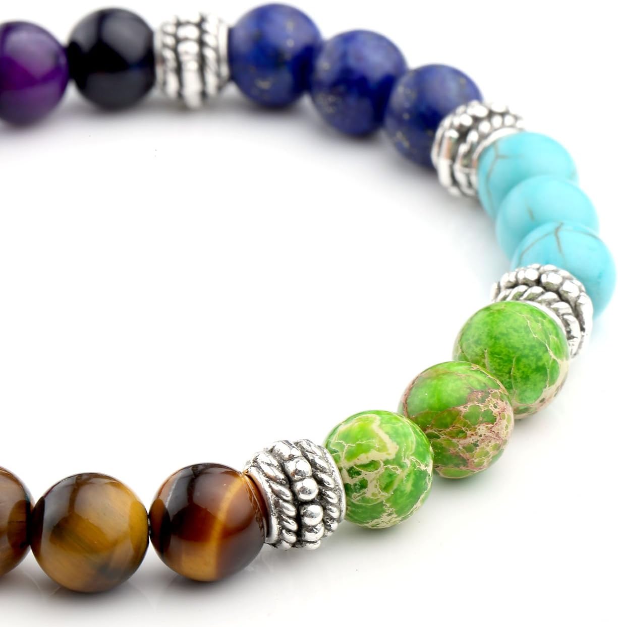 Jovivi 7 Chakras Bracelet Reiki Natural Gemstone Healing Balancing Round Beads Crystal Stone Bracelets for Women - Image 5