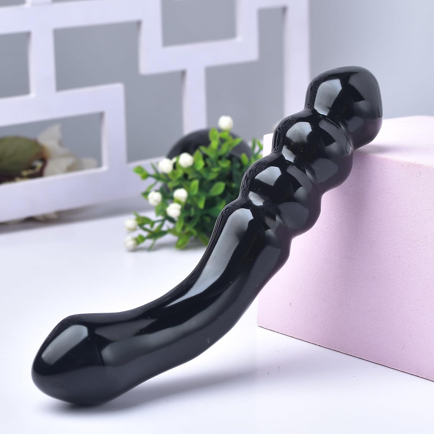 Natural Black Obsidian Crystal Yoni Wand Healing Stone Curved Design 7 08 x 1 37 Inches Polished Finish for Meditation Practice - Image 5