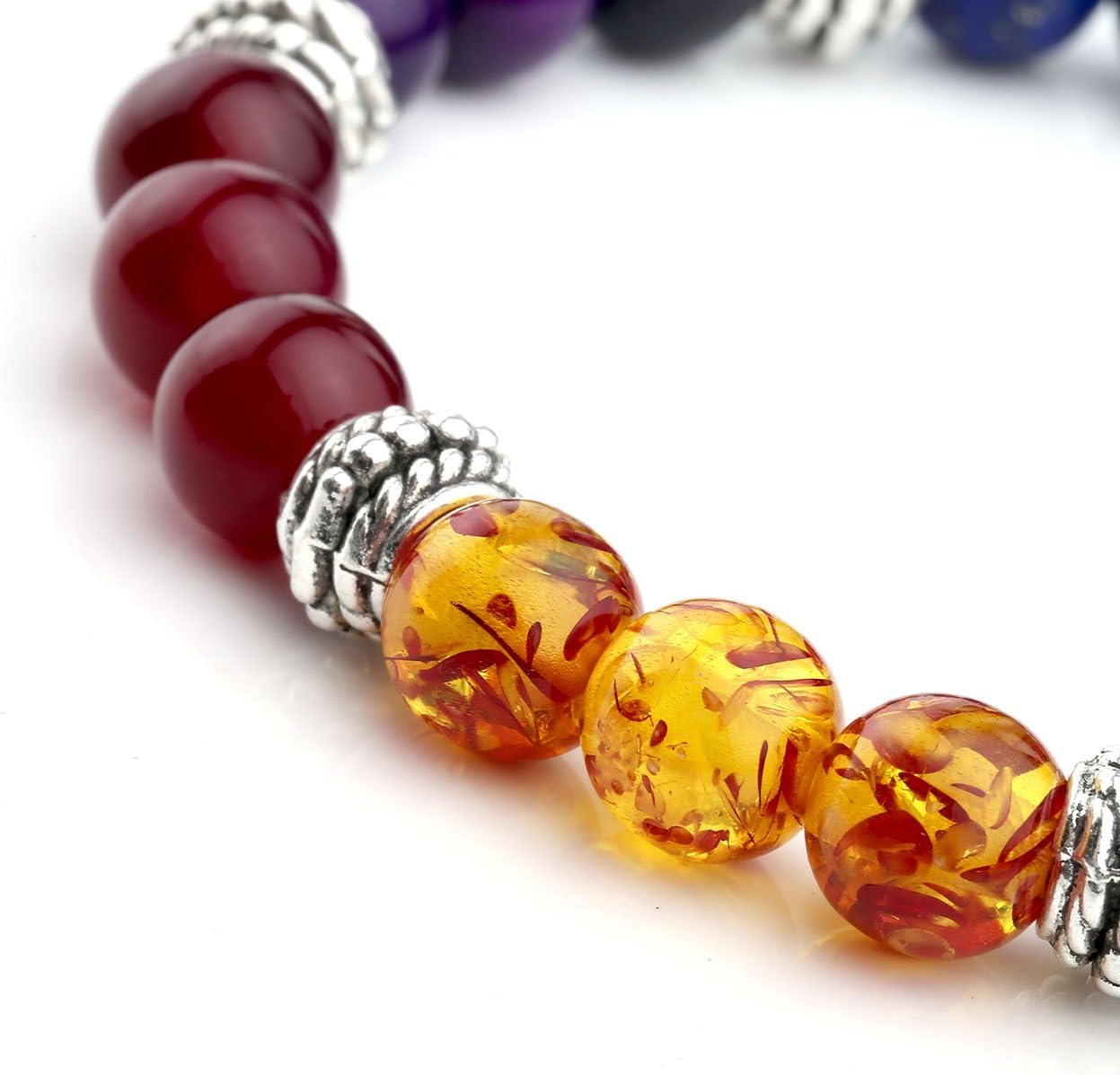 Jovivi 7 Chakras Bracelet Reiki Natural Gemstone Healing Balancing Round Beads Crystal Stone Bracelets for Women - Image 3