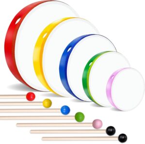 5 Pcs Kids Hand Drums Wood Frame Dr...