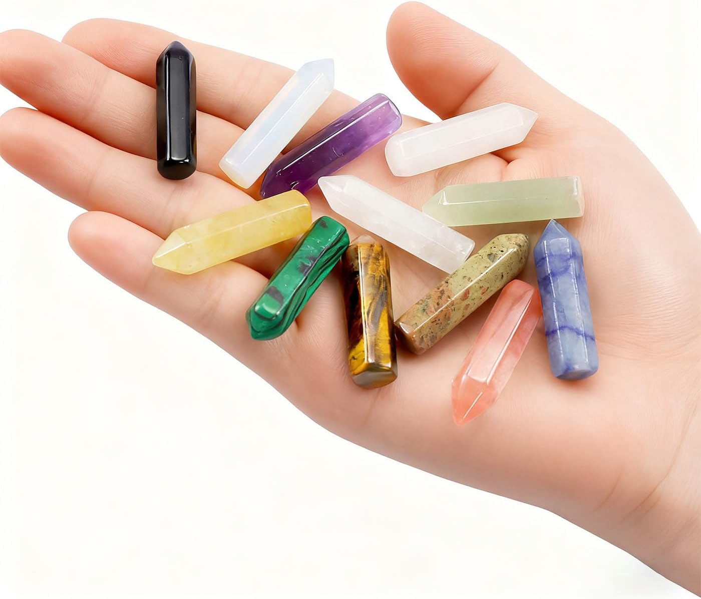 DUQGUHO Tower Crystals and Healing Stones 1 inch Crystal Tower Ornaments Set Energy Balancing Gemstones Meditation Polished Stone Christmas Ornaments Crystal Gifts for Women 12PCS - Image 5