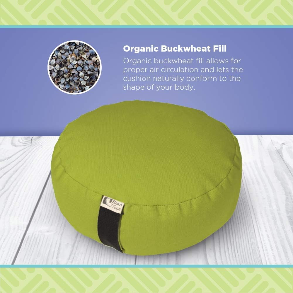 BEAN PRODUCTS Zafu Meditation Pillows for Sitting on Floor, Yoga Cushion, Cotton/Buckwheat fill Yoga Pillow, Zafu Meditation Cushion, Zen Kneeling Prayer Pad- MADE IN USA - 14" ROUND - BURGUNDY - Image 5