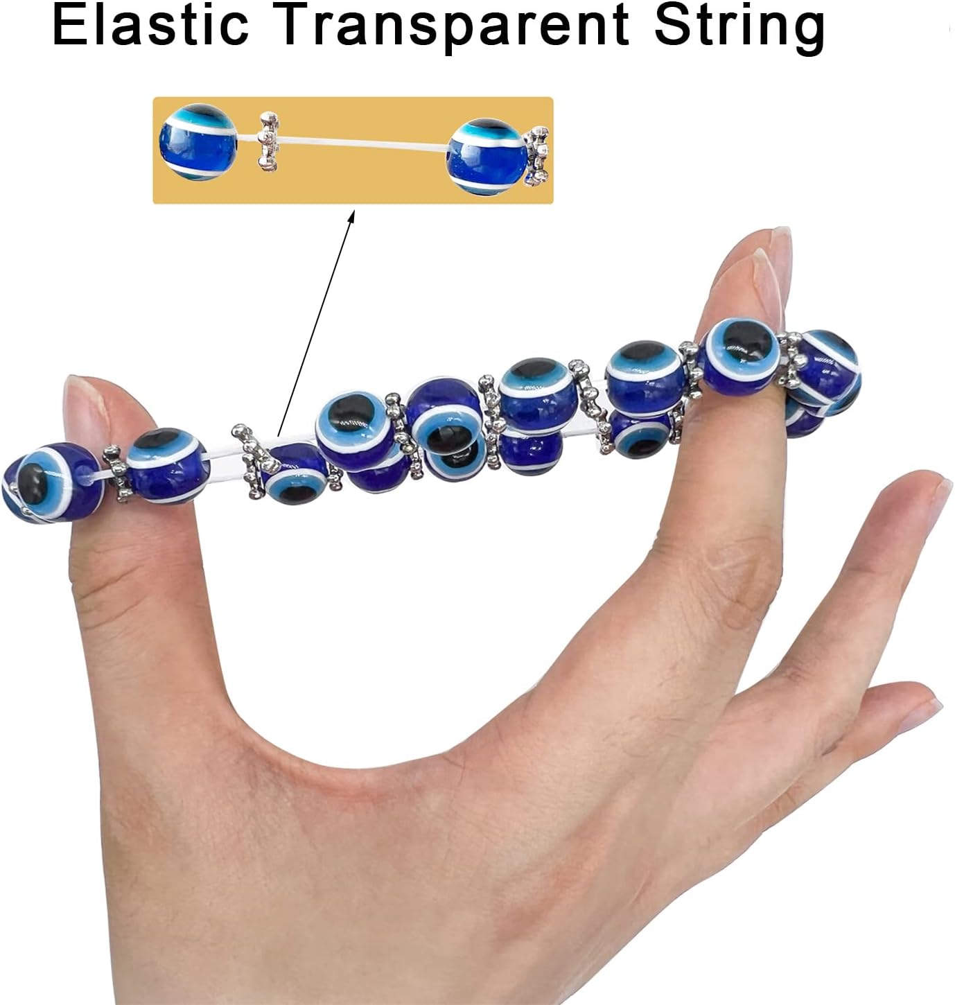 Evil Eye Bracelets for Men Women Good Luck Bracelet for Protection Handmade 10mm Turkish Blue Eye Bead Stretch Bracelet Teen Girls Boys - Image 6