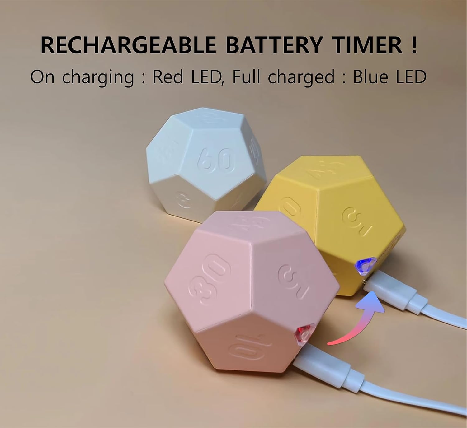 Cube Pomodoro Timer - Flip to Start Countdown, Rechargeable Mini Productivity Timer for Study, Office, 11 Preset Times, Silent/Vibration, Time Management Tool for Kids & ADHD (Yellow) - Image 5