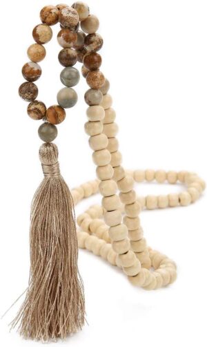8MM Semi-Precious Gem Stones Wood M...