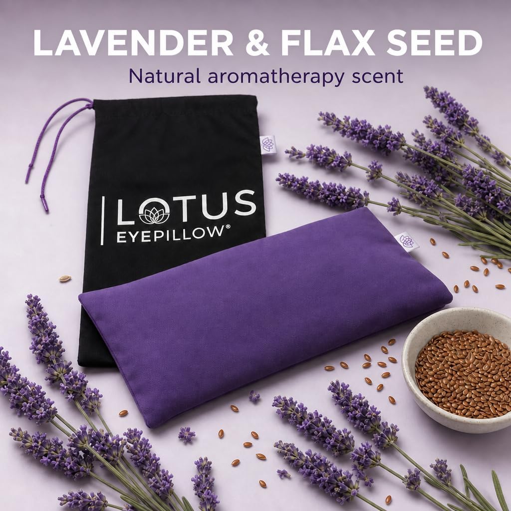 Weighted Lavender Eye Pillow for Women, NOLAVA Includes Free App Meditations, Migraine & Headache Relief, Microwave Hot or Cold Compress, Organic Cotton, French Lavender +Flax Seed, Yoga & Savasana - Image 6