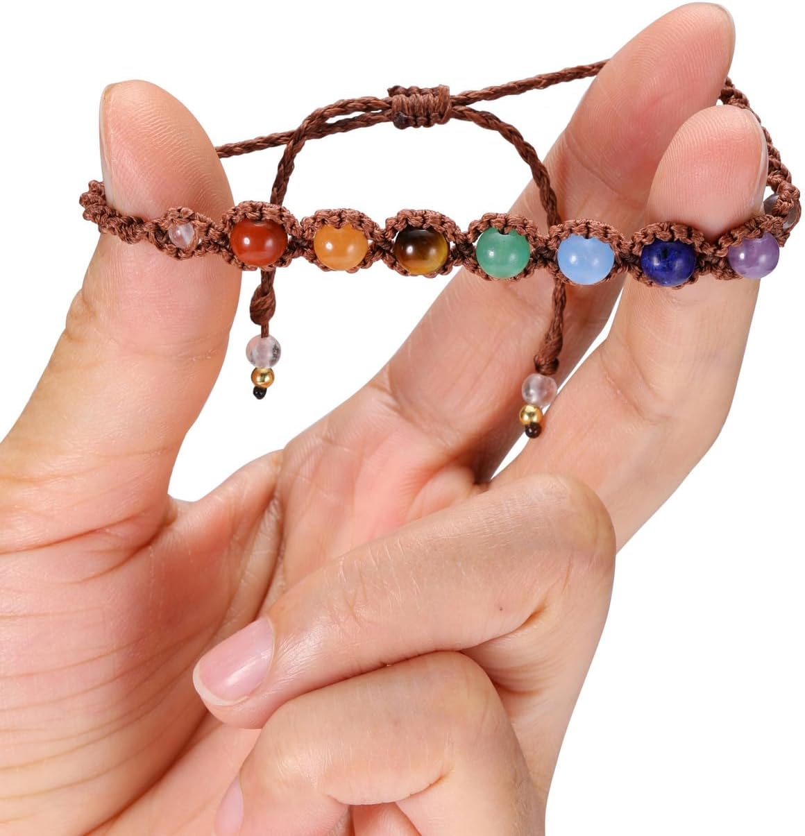 Jovivi 7 Chakras Healing Crystals Bracelet 6mm Natural Gemstone Round Stone Yoga Beads Bracelets Meditation Balance Adjustable Handmade Jewelry Gift for Womens Men - Image 6