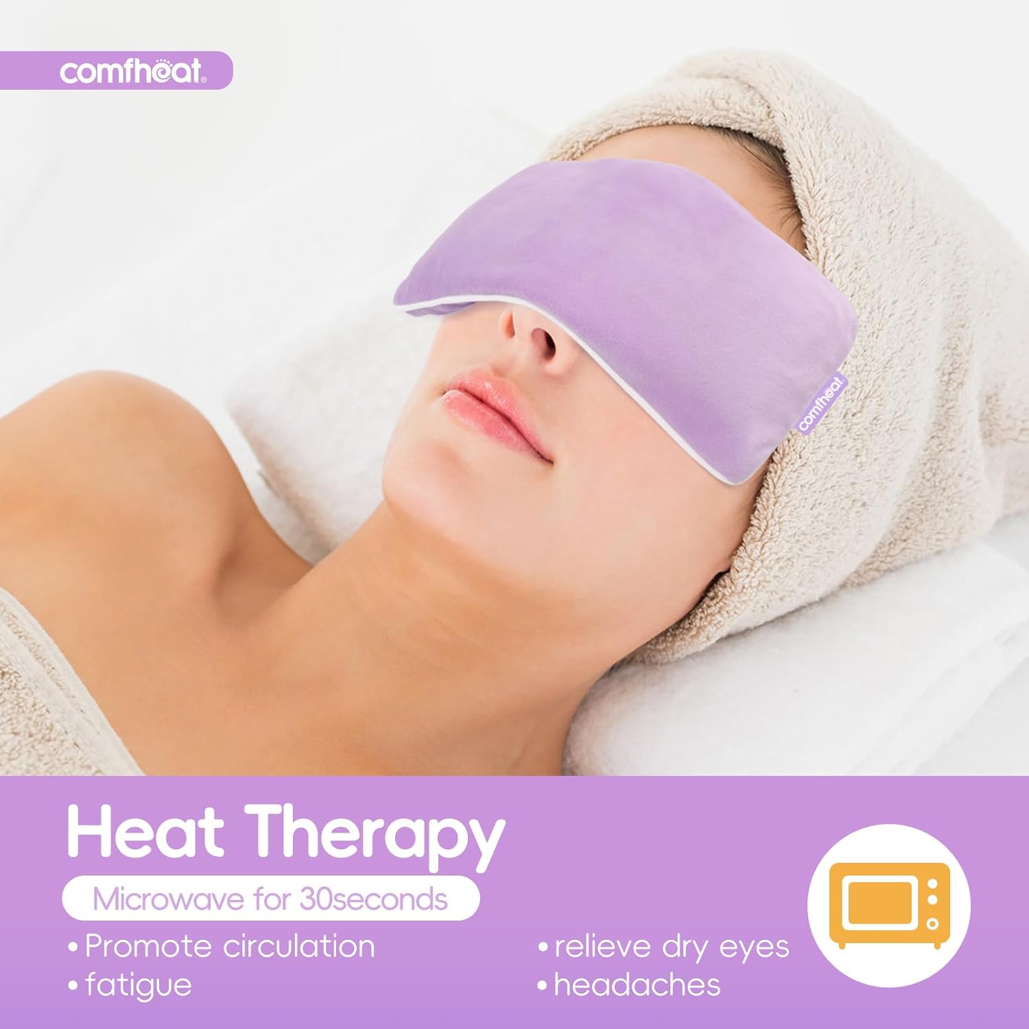 Lavender Weighted Eye Pillow for Yoga, Microwavable Moist Heat Eye Compress Mask with Washable Cover for Relaxation, Sleeping, Meditation, Yoga, Spa, Migraine Relief (Purple) - Image 4