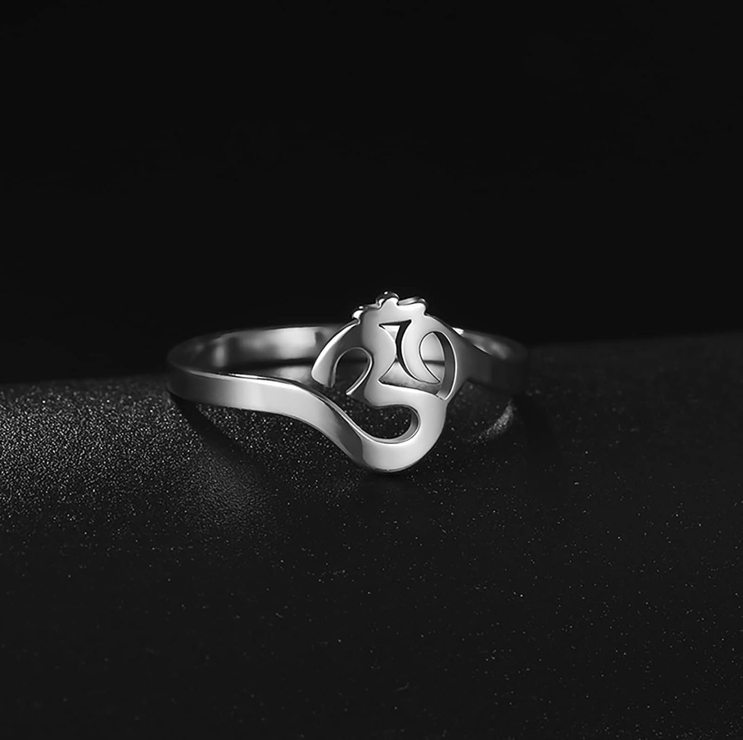 Lotus Flower Om Ohm Aum Symbol Ring Yoga Adjustable Open Rings Promise Rings Flower of Life Filigree Band Finger Ring Jewelry Gifts for Women Men - Image 2