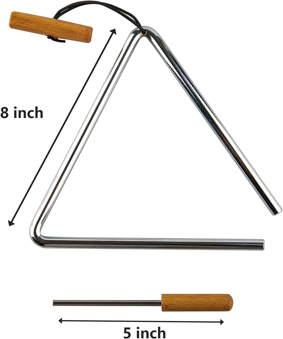 Musfunny Triangle Hand Percussion with Striker, Rhythm Steel Triangles Musical Instrument (8 inch) - Image 5