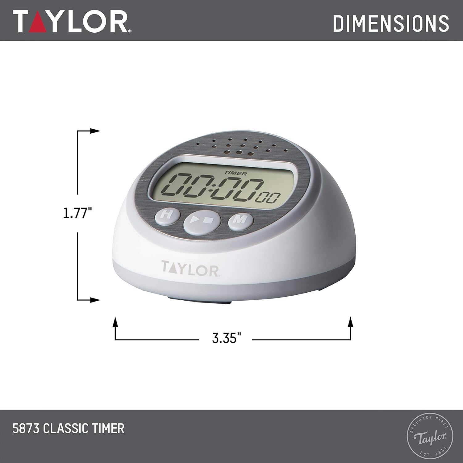 Taylor Digital Timer Counts Up and Down for School, Learning, Projects, and Kitchen Tasks, Super Loud Digital Timer, Gray - Image 3