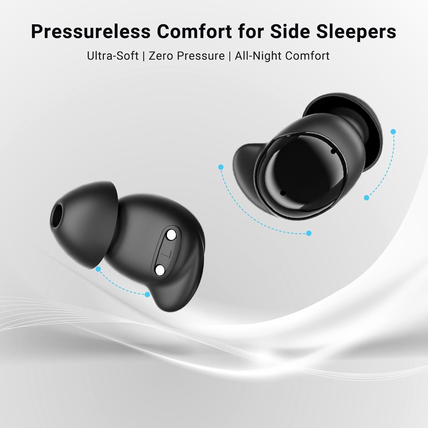 T33 Sleep Earbuds, Bluetooth 6.0 Noise Cancelling Sleep Headphones for Side Sleepers, ANC Up to 98%, Sleep Mode, 48H Playtime, Small Earbuds Comfort Fit for Sleeping, Travel, Work, Glossy Black - Image 4