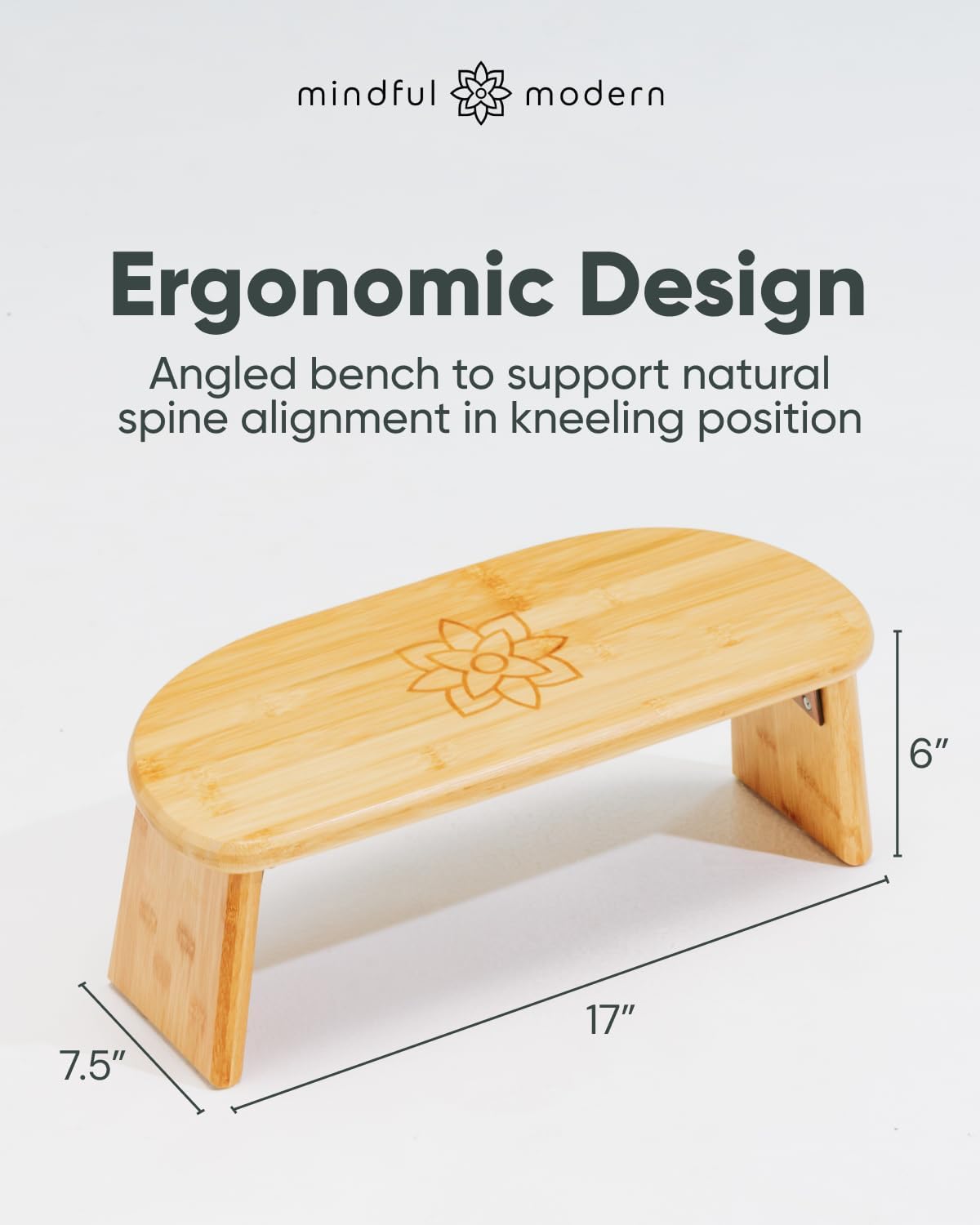 Mindful Modern Folding Meditation Bench - Bamboo Kneeling Stool with Locking Magnetic Hinges - Portable Cross Legged Folding Seiza Chair w/Travel Bag - Image 2
