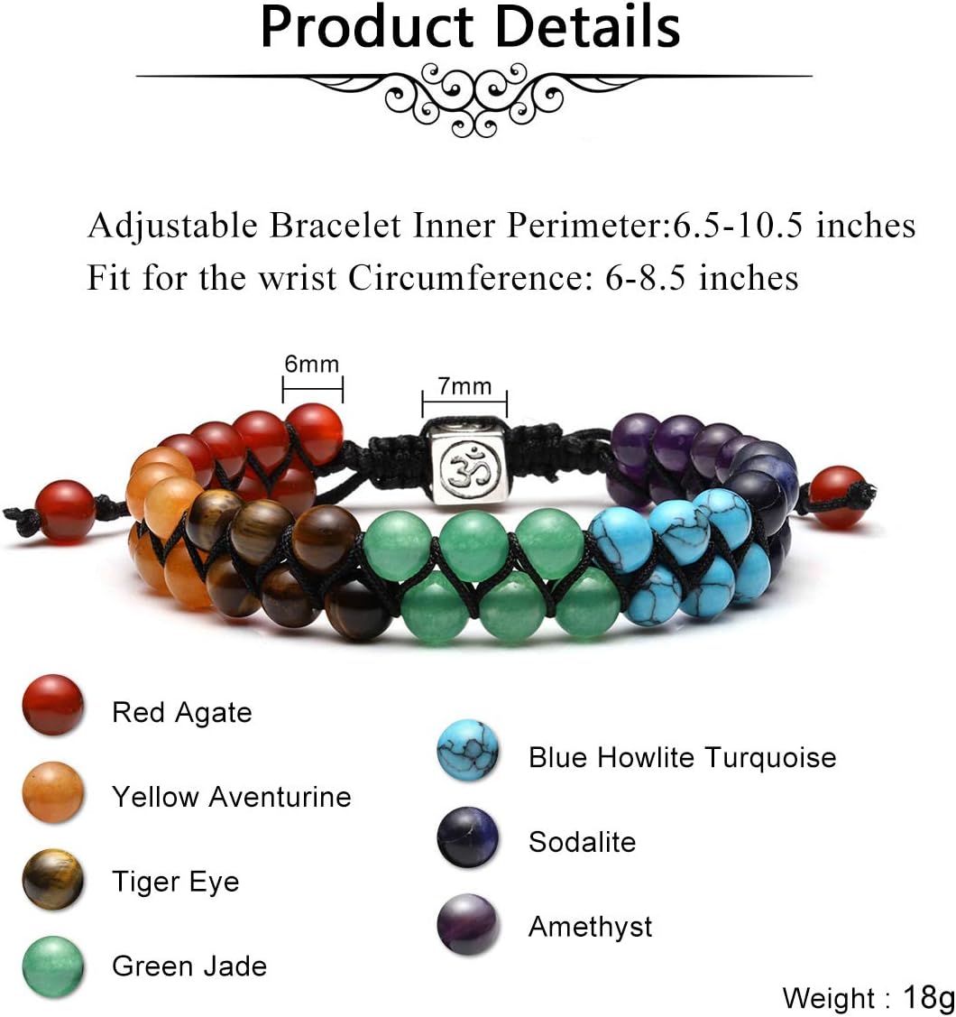 Top Plaza Bead Chakra Bracelet 7 Chakras Healing Crystals Bracelet Yoga Stone Beads Bracelets Meditation Relax Anxiety Bangle for Womens Mens - Image 5