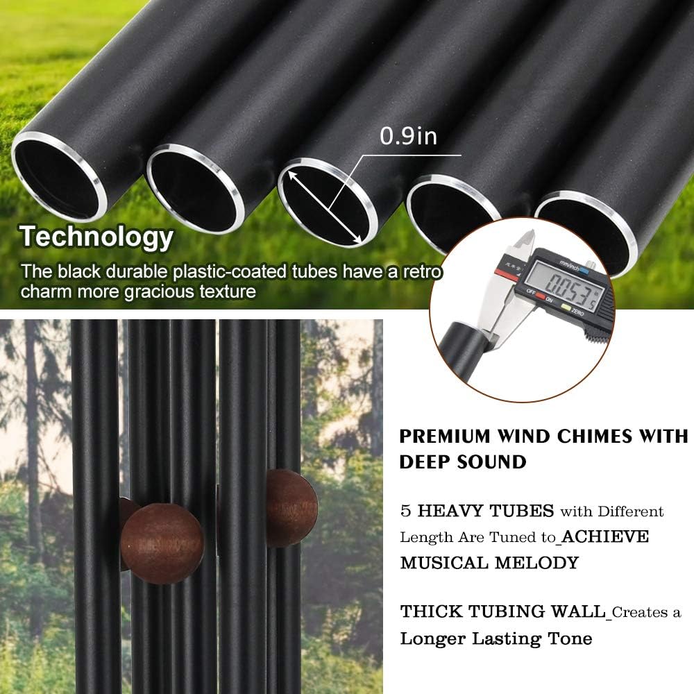 Astarin Wind Chimes Outdoor Deep Tone, Memorial Wind Chimes Outdoor, Gifts for Housewarming/ Mother Day/ Christmas, Outdoor Decor for Patio, Garden, Yard, Home (36 Inch Black Wind Chime) - Image 4