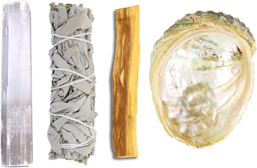 SOUL STICKS Beginners Mini Smudge Kit Includes White Sage 3-4 Abalone Shell Selenite Wand and Palo Santo with Smudging Guide - Image 2