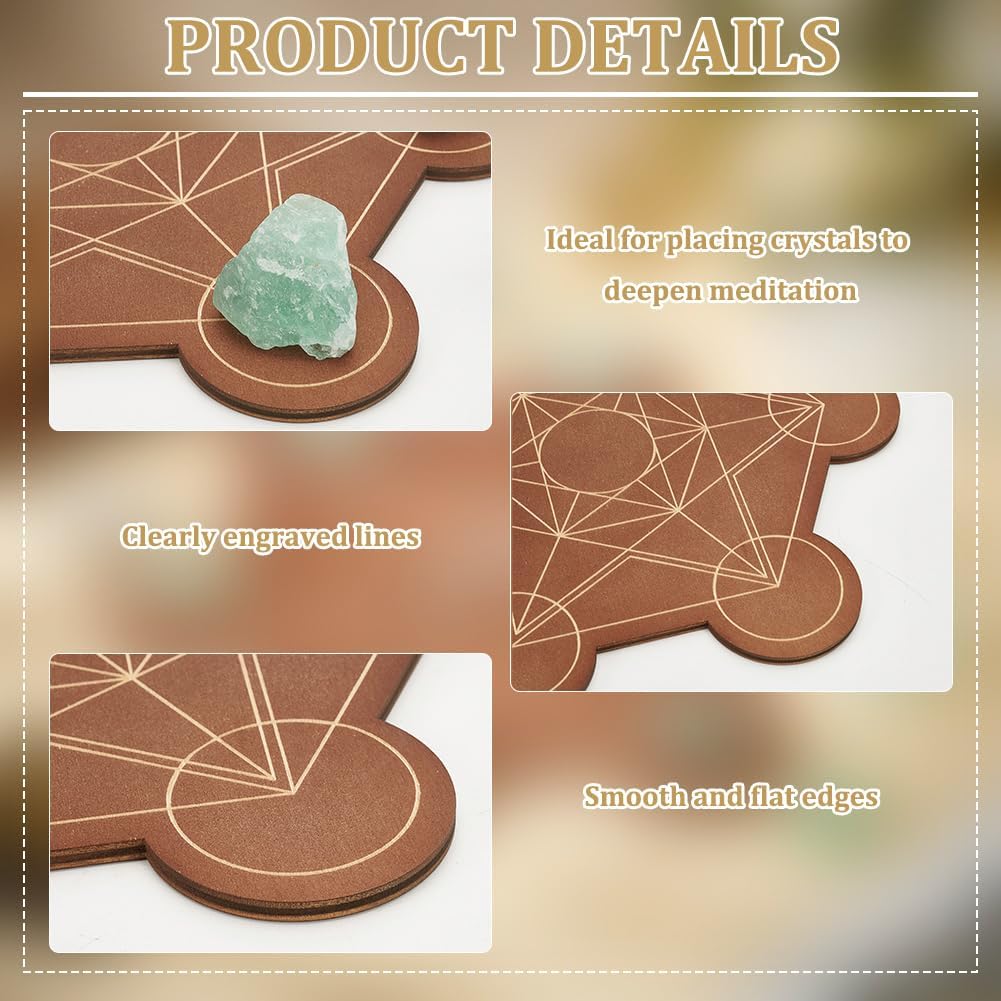 FINGERINSPIRE Wooden Crystal Grid Board 10-inch Hexagon Metatron's Cube - Sacred Geometry Energy Kit for Witchcraft Ritual and Sacred Space Decor - Image 4