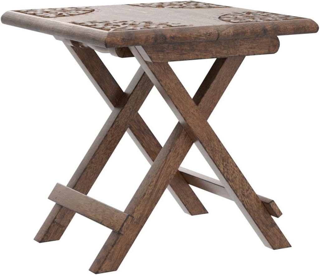 Tribe Azure Fair Trade Small Altar Table, Meditation Altar, Puja, Wood Wiccan Altar Table Buddhist, Tea Japanese, Small Low Side Table Dragon (Folding Small Floral) - Image 5