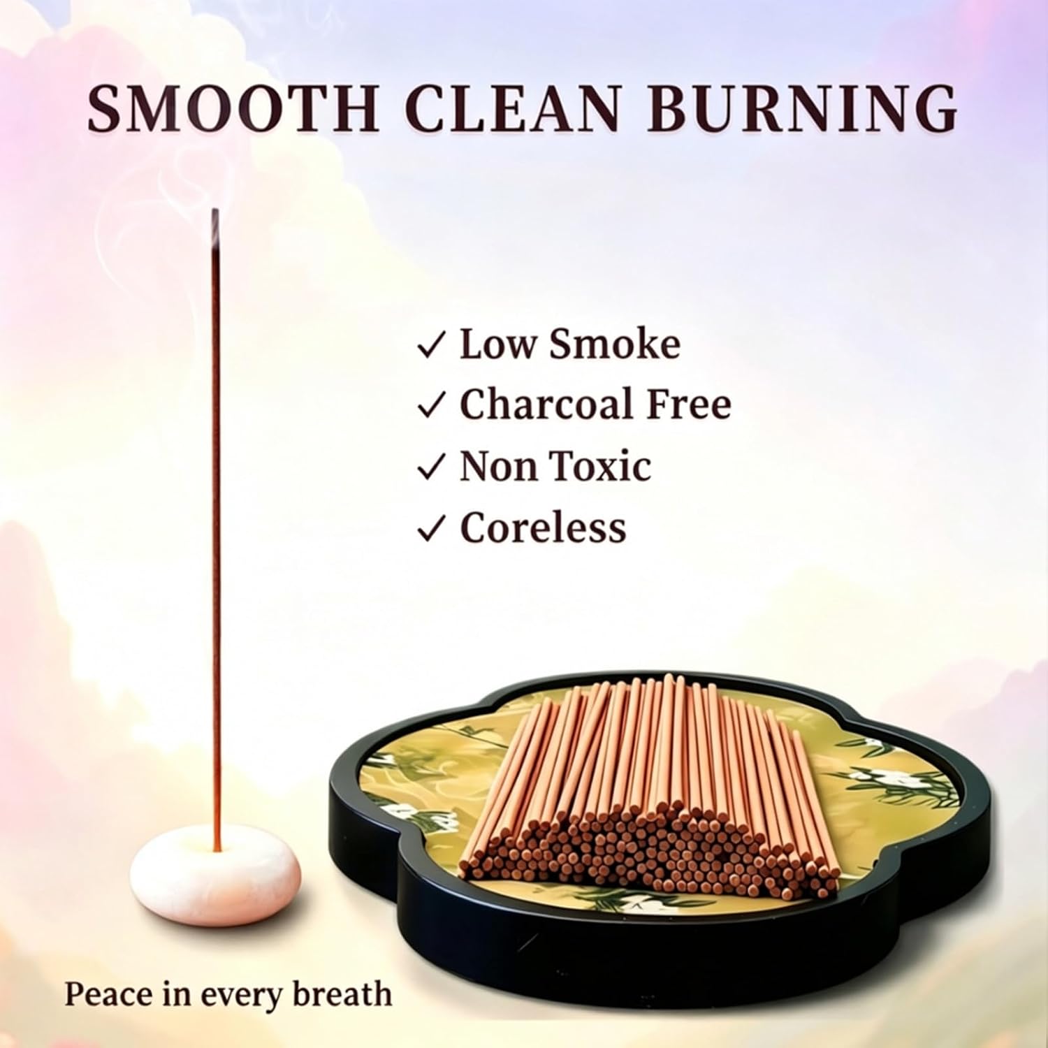 Lavender Incense Sticks 30g · Non-Toxic · Low Smoke for Sleep | Soothing sandalwood, agarwood with frankincense. No bamboo core. 20-min burn. Ideal for meditation & anxiety relief - Image 4