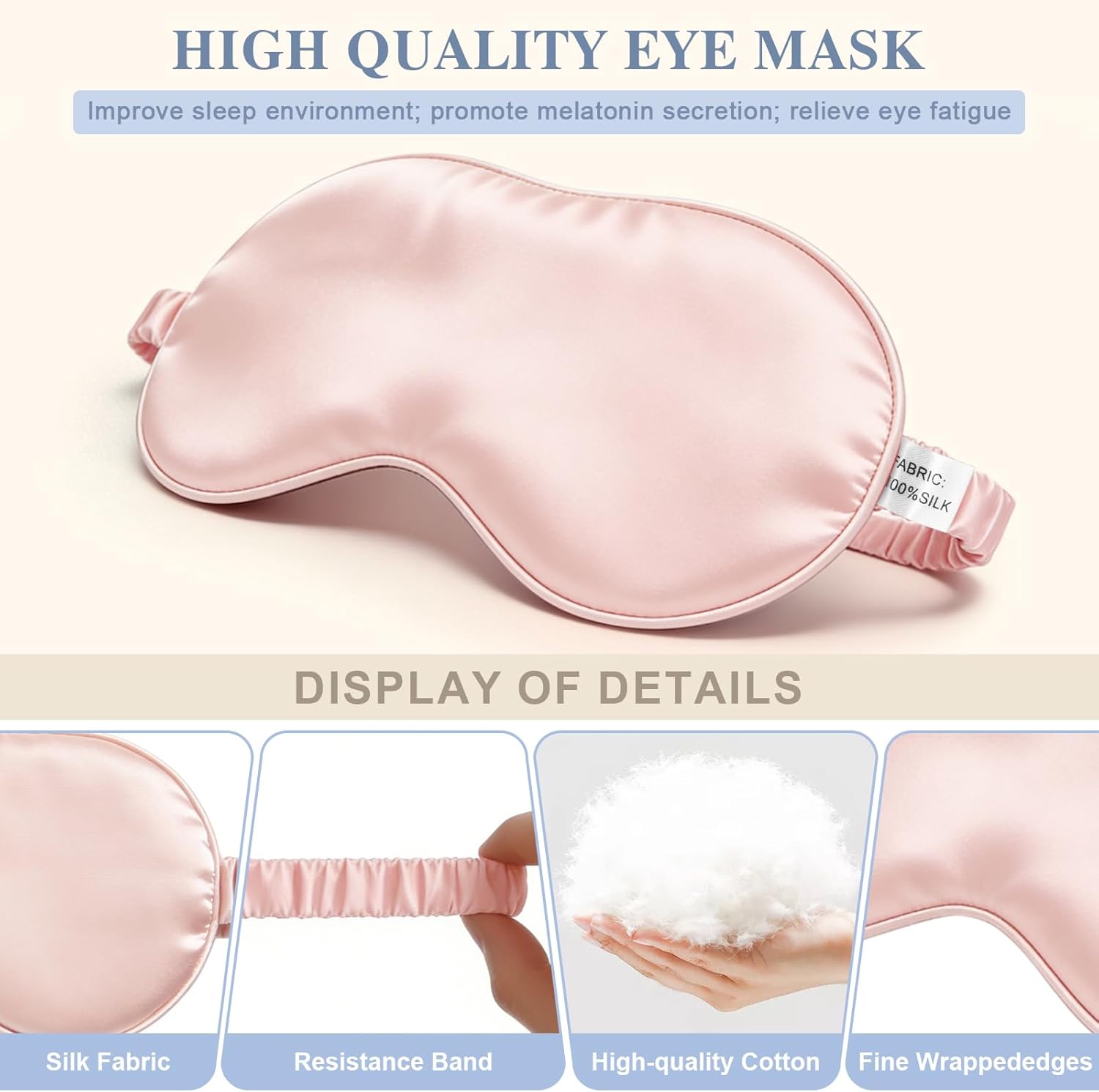 Silk Sleep Mask,Eye Mask for Sleep Women Men,Mulberry Sleeping Mask with Adjustable Strap,Blindfold Blackout Eye Mask for Travel and Full Night's Sleep,Nap - Image 4