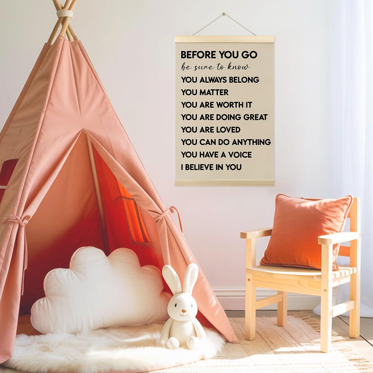 Mental Health Poster Hanger Frame Positive Affirmations Wall Art Decor Therapist Nurse Office Signs Wall Decor For Office Kids Teen Girls Room Bedroom Playroom Hanging Banner Decor 12X16 In - Image 3