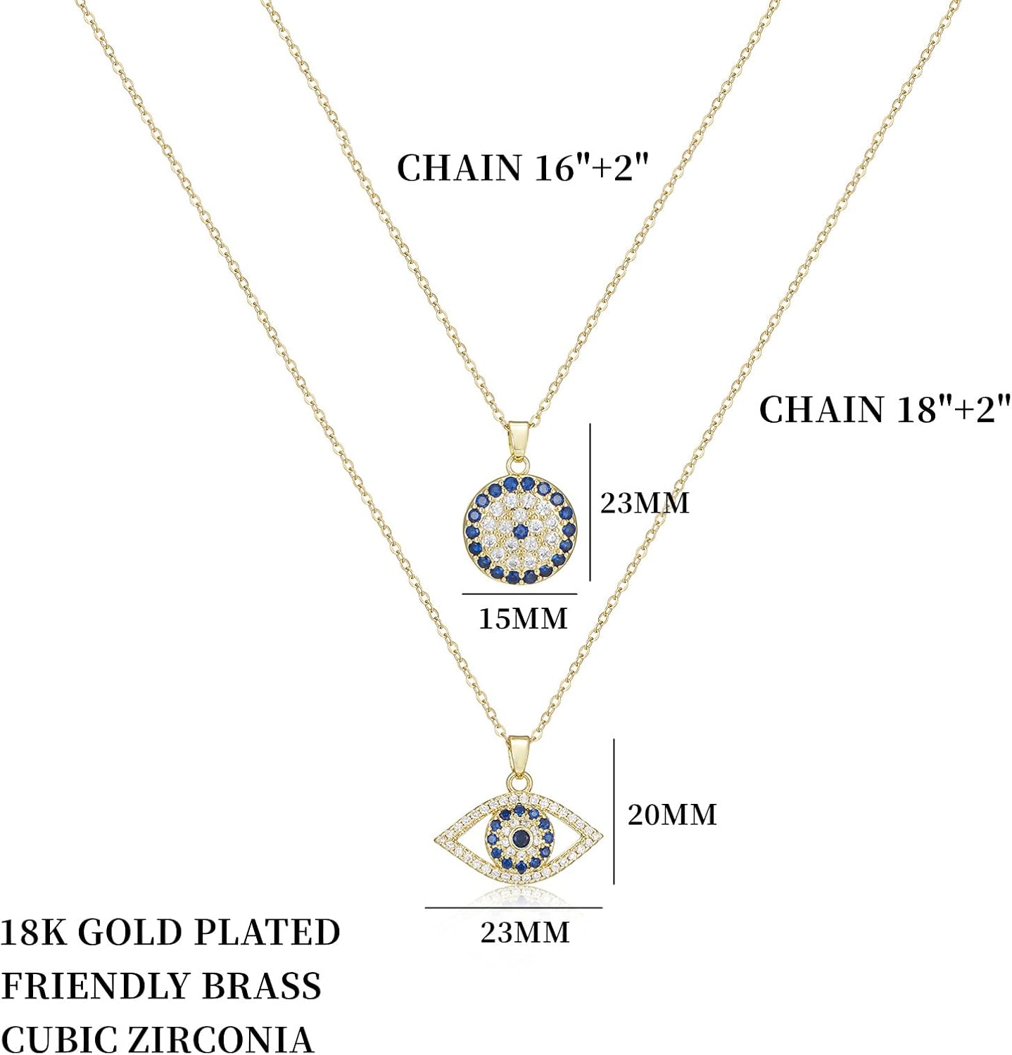 Evil Eye Necklace Layered Necklaces for Women, 2Pcs 18K Gold Plated Dainty Evil Eye Choker Pendant Necklace Handmade Evil Eye Jewelry Protection Gifts - Image 5