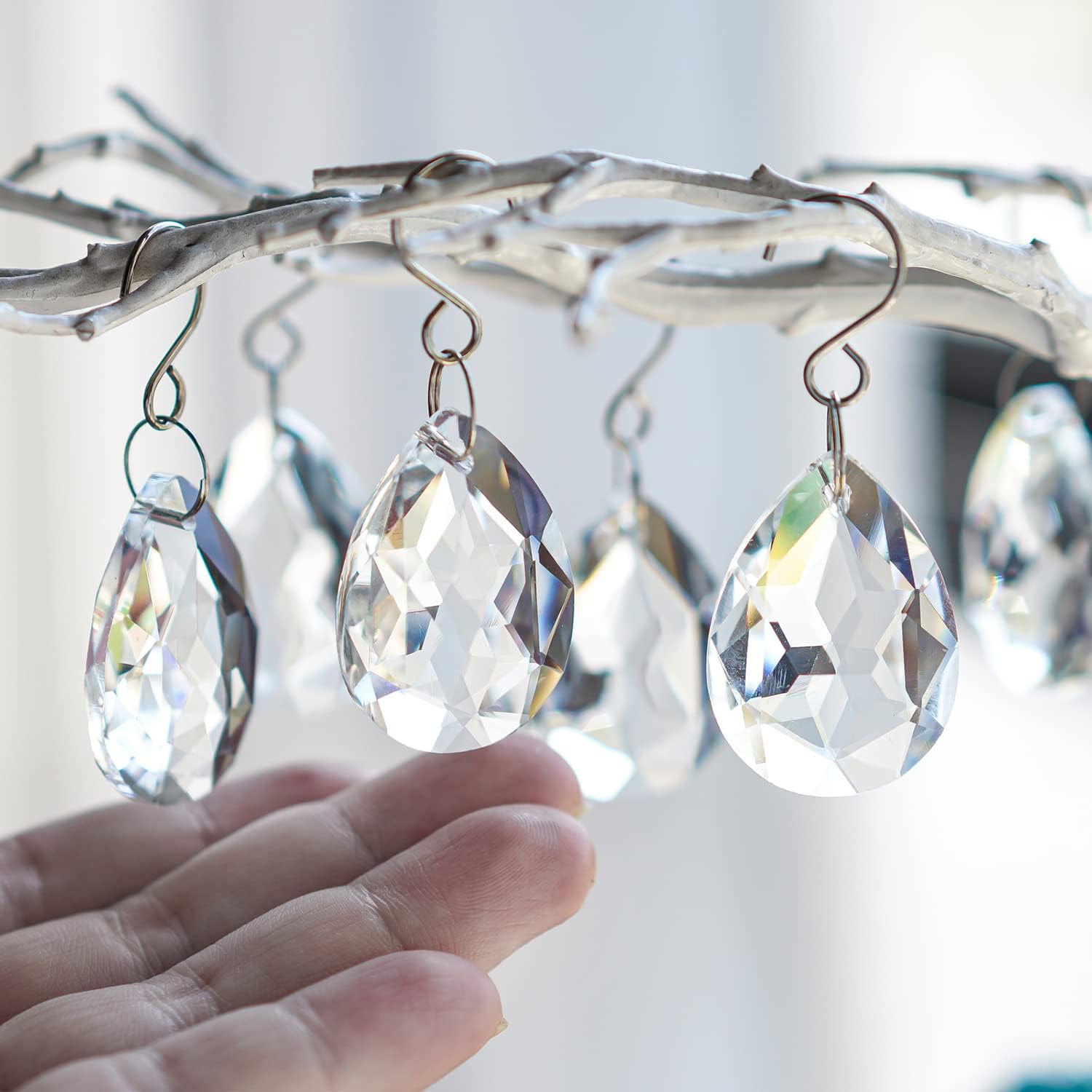 10pcs 38mm Clear Crystal Teardrops Chandelier Parts,Chandelier Crystal Prisms Pendants with Hook,Hanging Crystals for Lamp Window Christmas Tree Decoration Suncatcher - Image 6