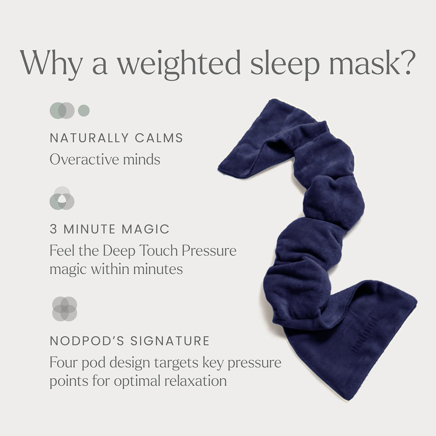 Nodpod Gentle Pressure Sleep Mask | Patented Light Blocking Design for Sleeping, Traveling & Relaxation - Midnight - Image 3