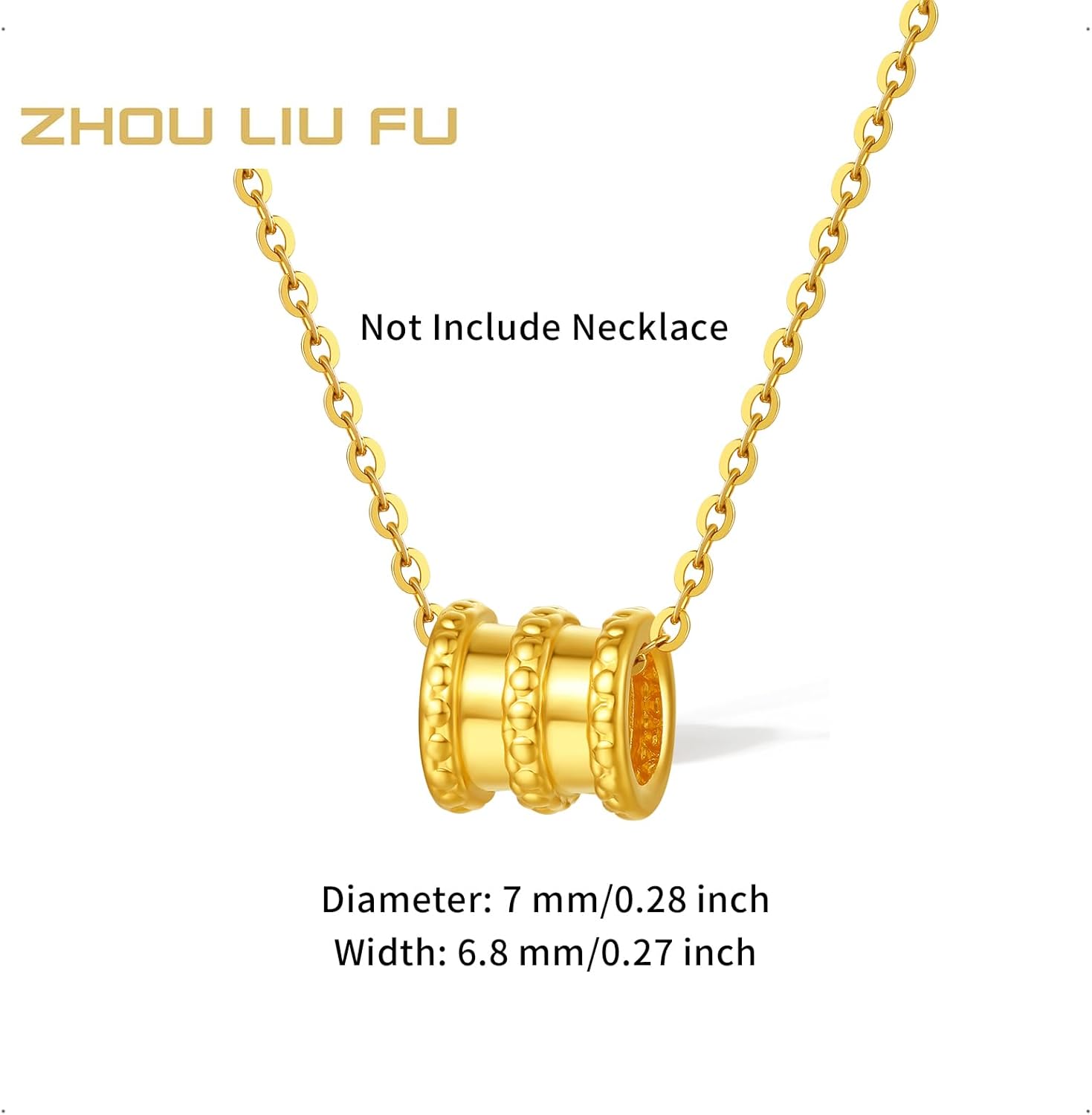 ZHOU LIU FU 24K Solid Gold Pendants Cylindrical Charm Pendant Only Real Gold Dainty Jewelry for Women Daughter Anniversary Birthday Gifts (Not Include Necklace) A0414677 - Image 2