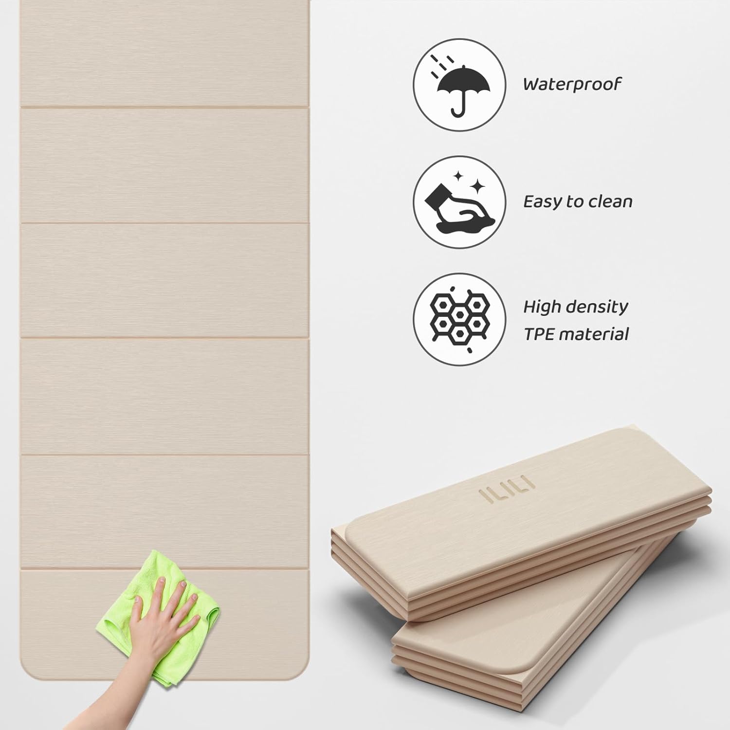 ILILI Foldable Yoga Mat 71 * 24 * 0.3'' - TPE Non-Slip Fitness Mat for Home,Waterproof & Lightweight (2lb) for Home Gym, Pilates & Stretching,Fitness Workouts - Image 5