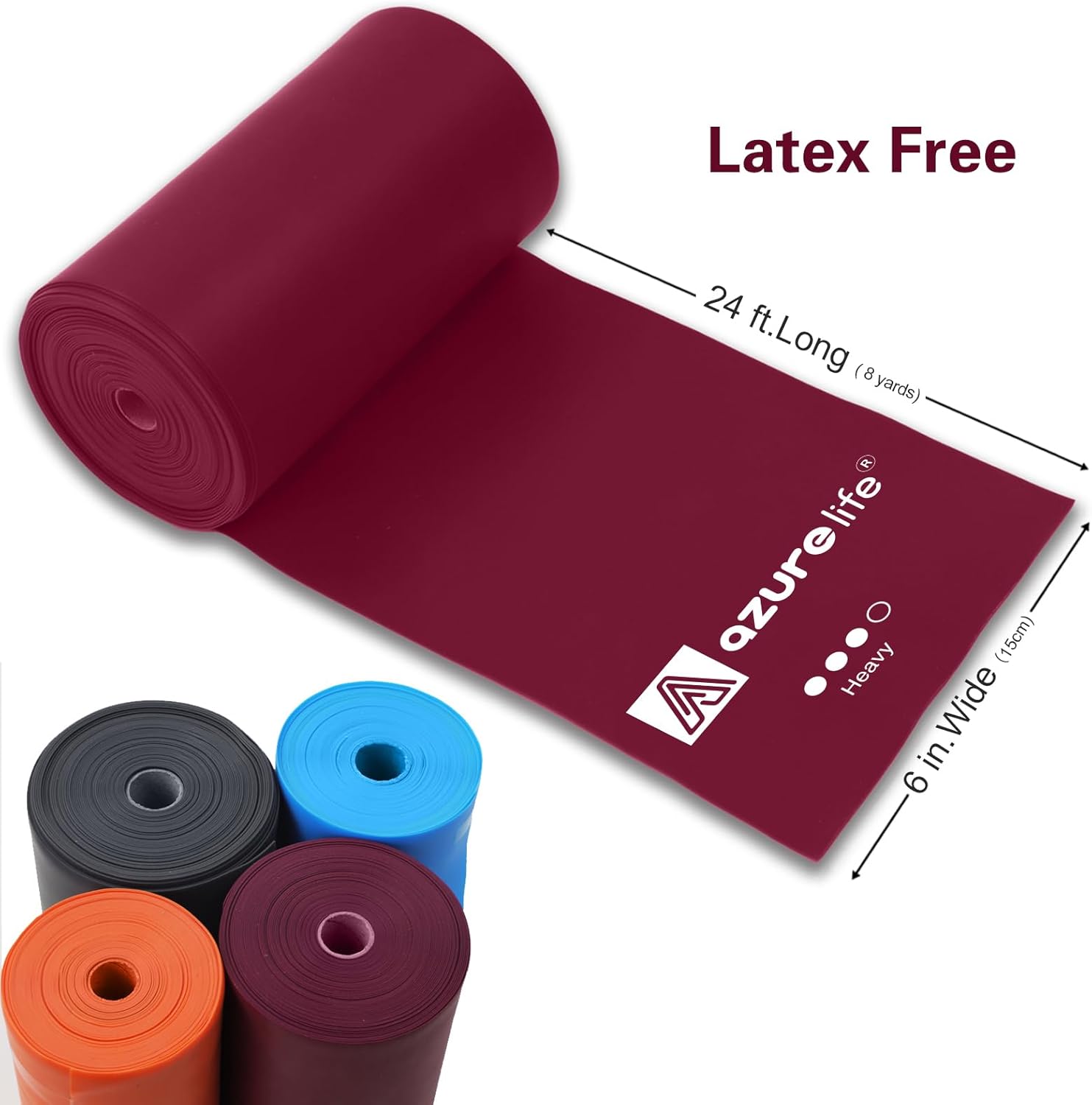 A AZURELIFE Professional Individual Exercise Resistance Bands, Single 5, 6,7 Ft or 8 Yards Elastic Bands, Non-Latex Stretch Bands for PT, Yoga, Pilates, Rehab, at-Home or The Gym Workouts - Image 7