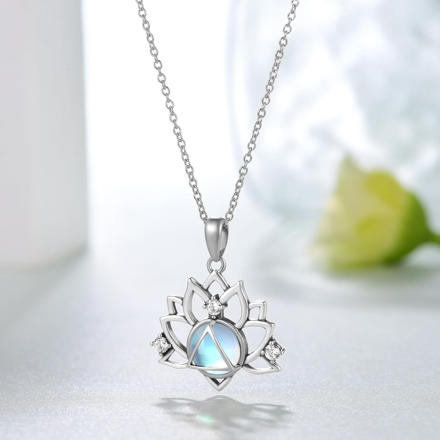 Sobriety Necklace Sterling Silver AA Necklace NA Necklace Recovery Symbol Necklace Lotus Sobriety Gift for Women - Image 2