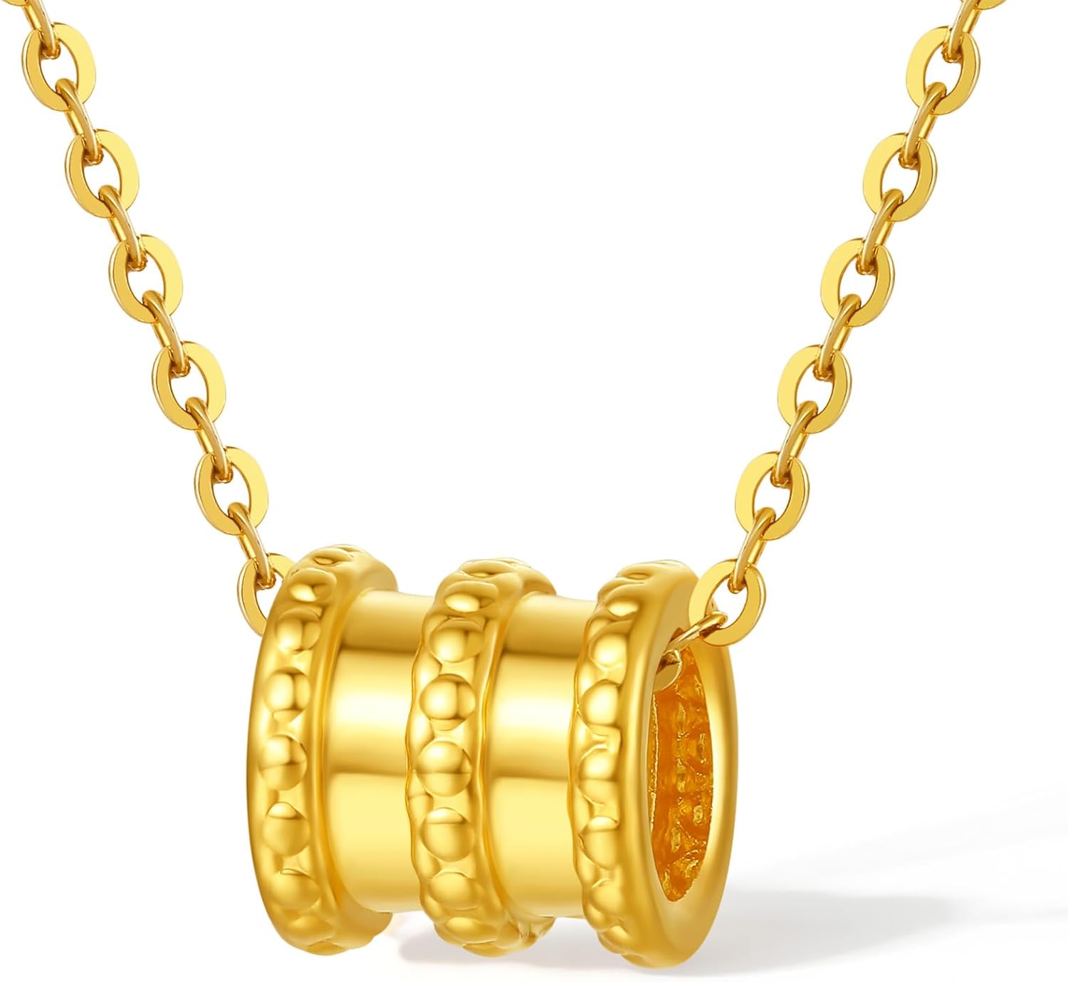 ZHOU LIU FU 24K Solid Gold Pendants Cylindrical Charm Pendant Only Real Gold Dainty Jewelry for Women Daughter Anniversary Birthday Gifts (Not Include Necklace) A0414677