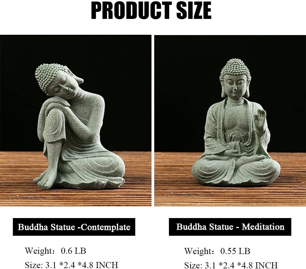 fazhongfa Mini Buddha Statue 4.7 Inch Natural Stone Handmade Buddha Sculptures Creative Zen Garden Aquarium Fish Tank Decorations Home Decor to Friend Family Mom Father as Gift (Meditation) - Image 2