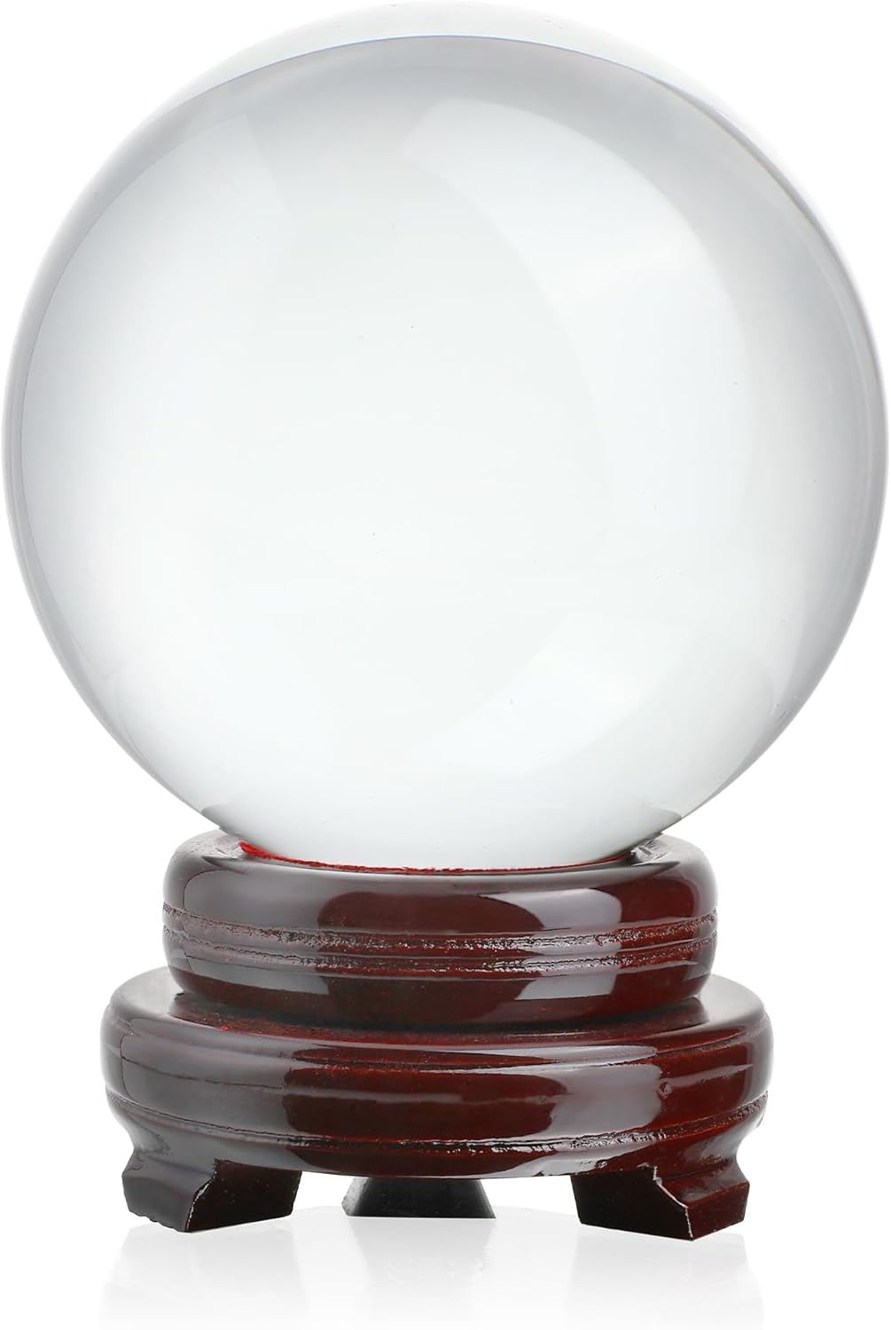 QFkris 150mm/6inch Clear Crystal Ball with Wooden Stand Fortune Teller Mystical Quartz Ball Photography Props FengShui Divination Spheres