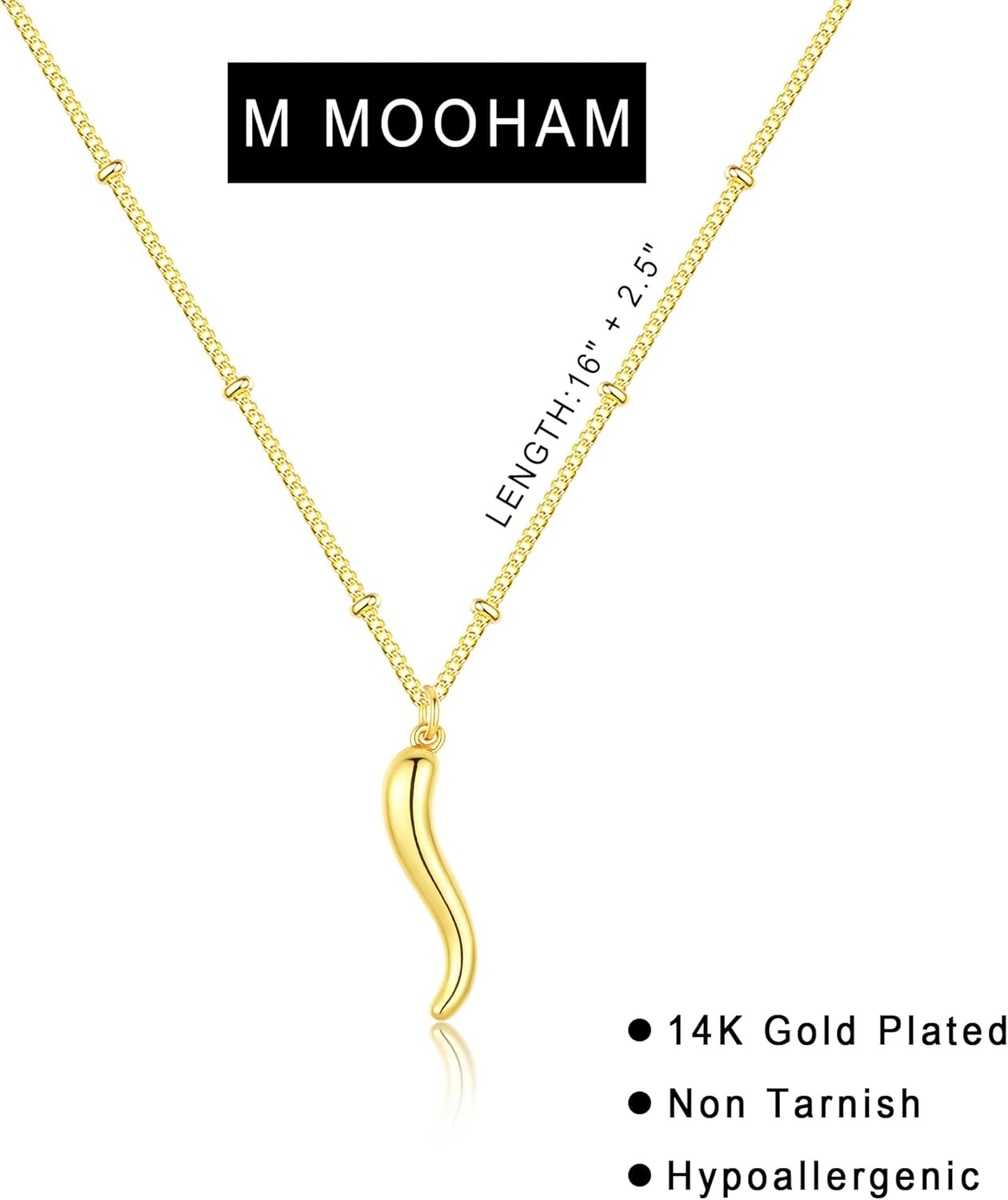 M MOOHAM Gold Necklace for Women Non Tarnish - Dainty 14K Gold Plated Beaded Chain Small Pendant Necklaces Simple Pearl Circle Beads Teardrop Pendant Necklace for Women Trendy Jewelry Gifts - Image 6